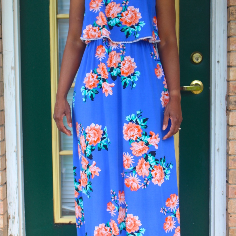 My Michelle Floral floor length dress. Size Small